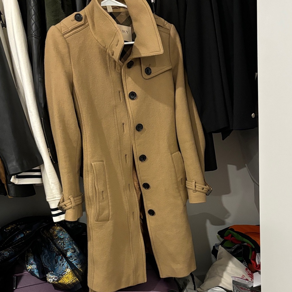 Burberry Tan Trench Coat with Black Buttons